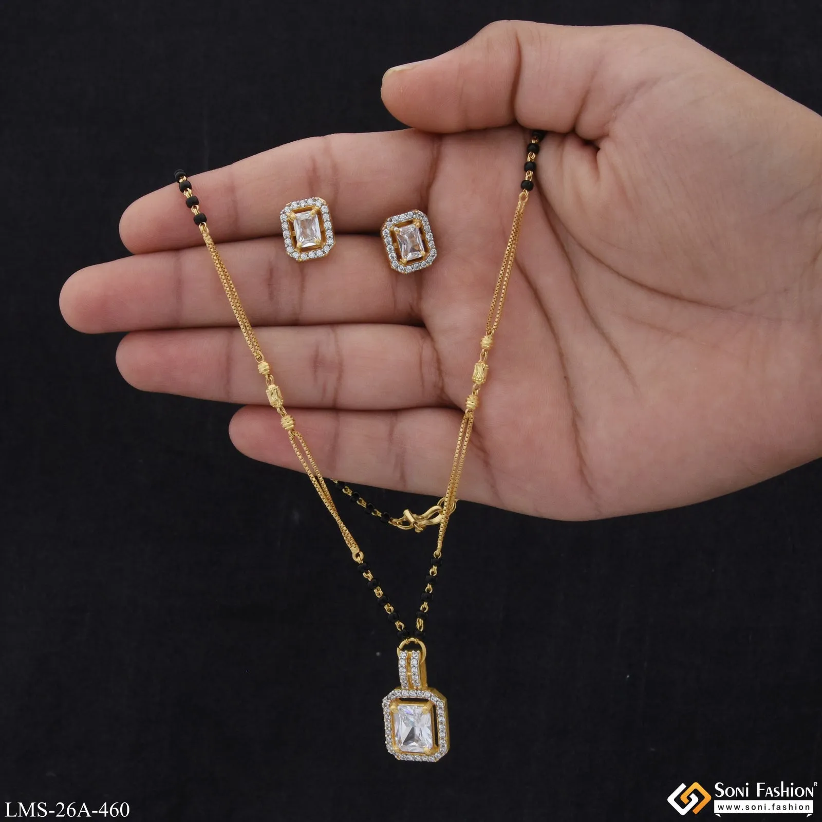 1 Gram Gold Plated Glamorous Design Mangalsutra Set for Women - Style A460