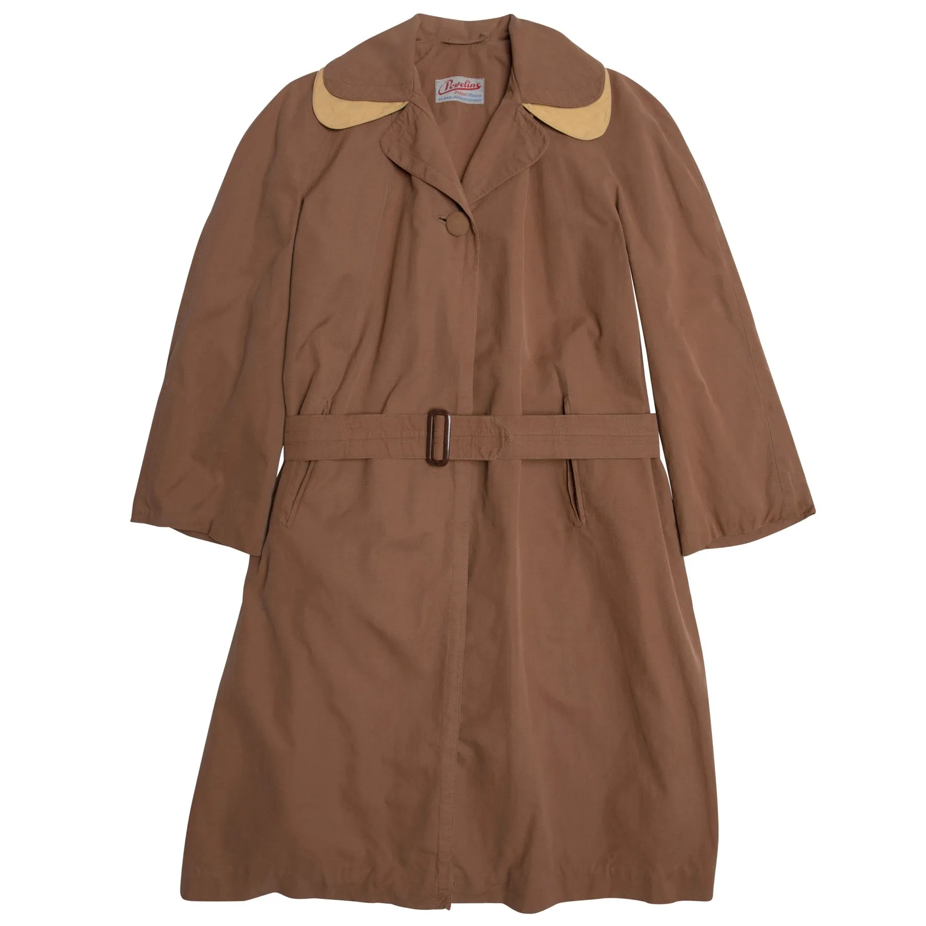 40s Canvas Weave Petal Collar Trench Coat