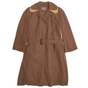 40s Canvas Weave Petal Collar Trench Coat