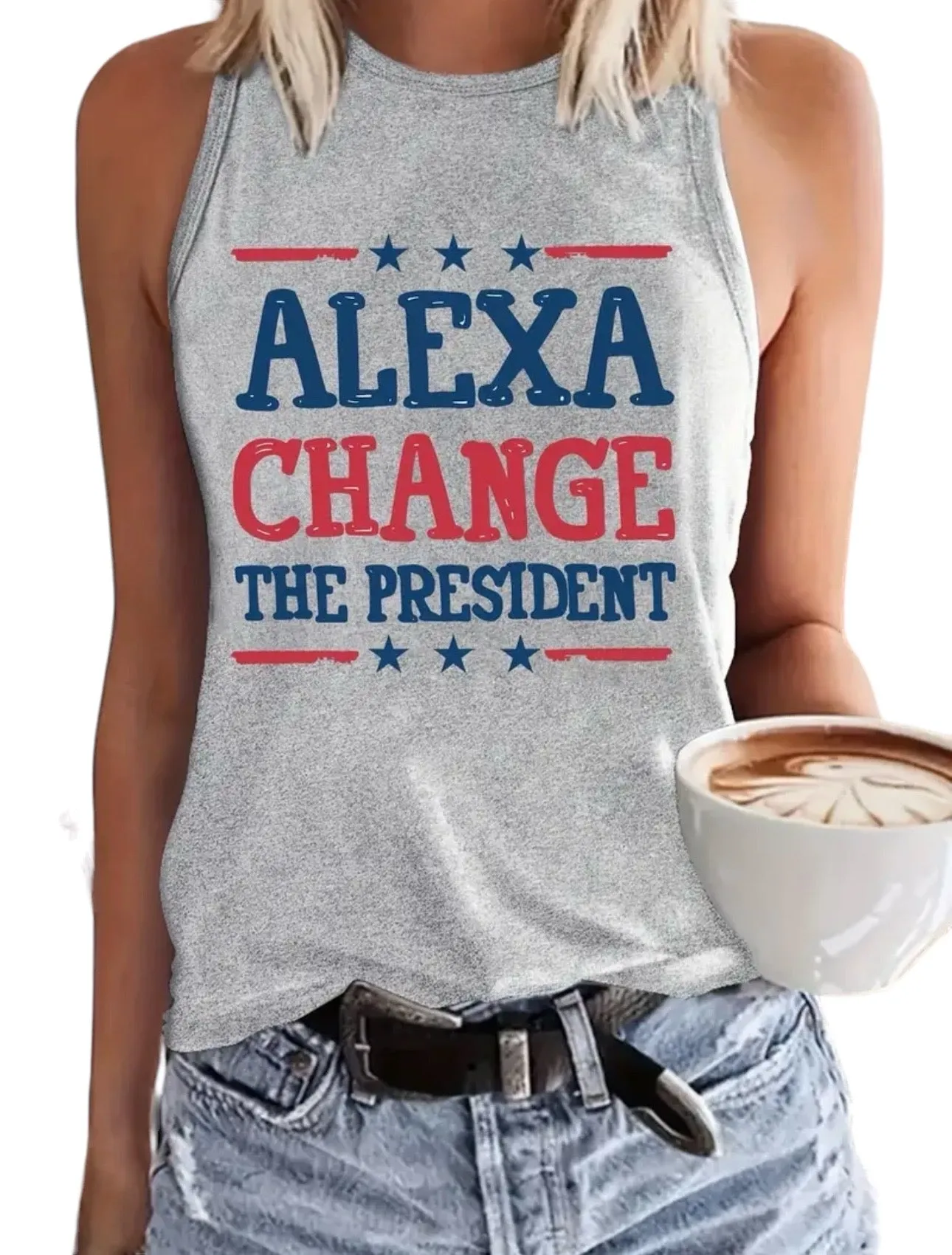 AD In Print Crew Neck Tank Top M