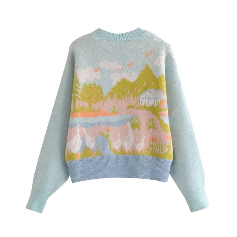 ANIMAL JACQUARD KNITTED SWEATER