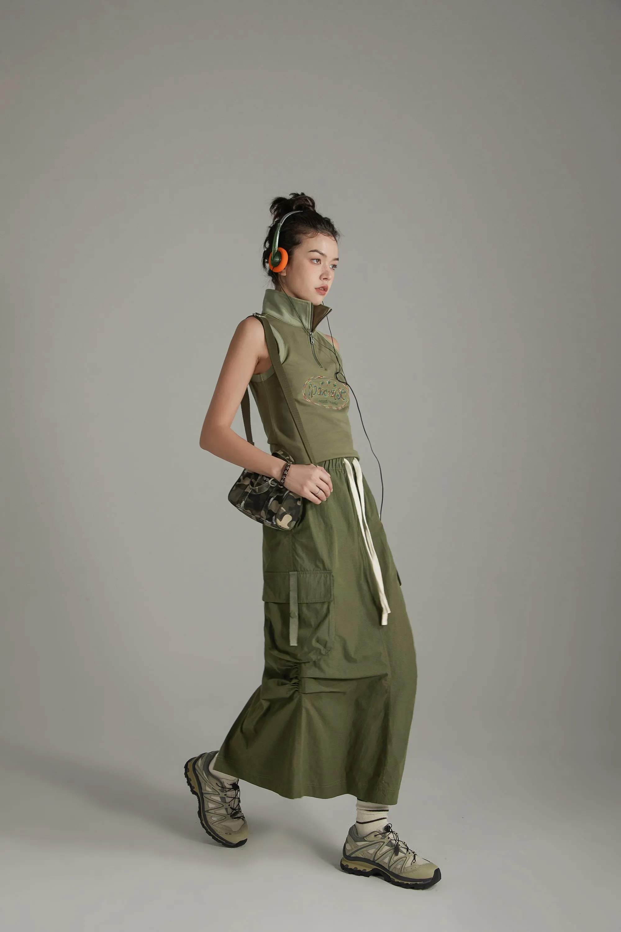 Banded Cargo Maxi Skirt
