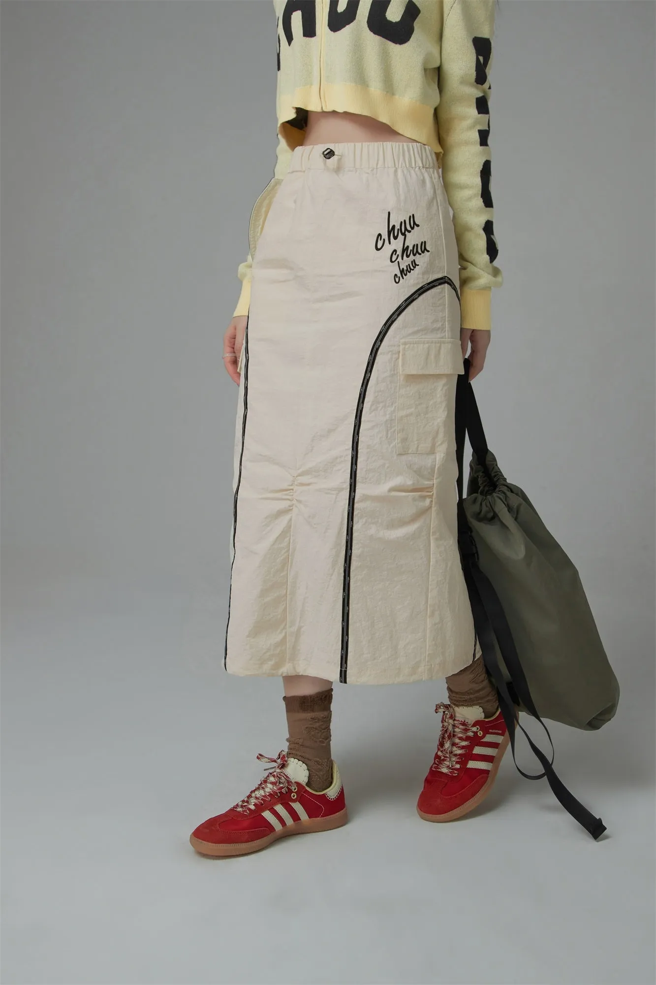 Banded Long Pocket Skirt