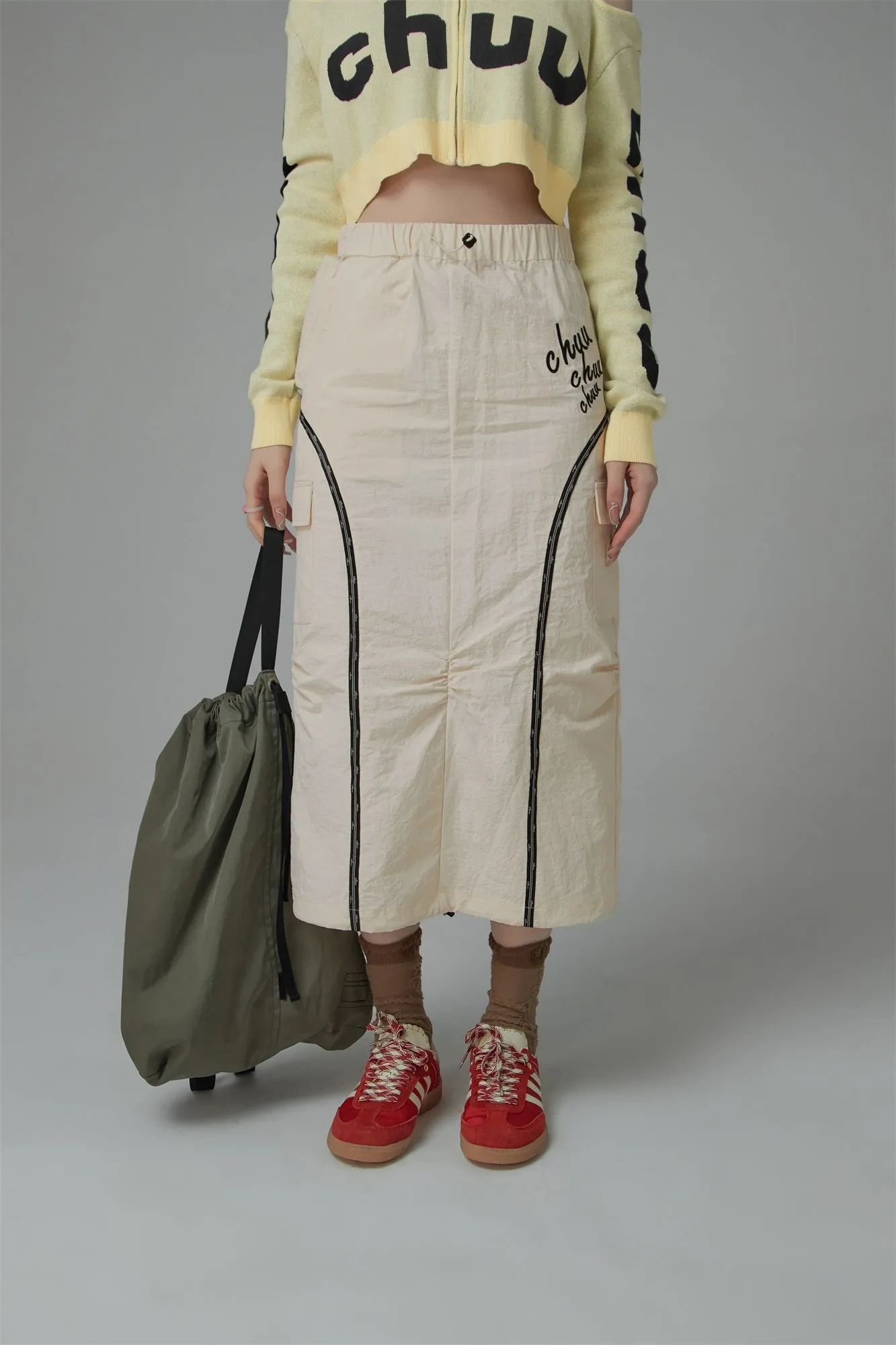 Banded Long Pocket Skirt