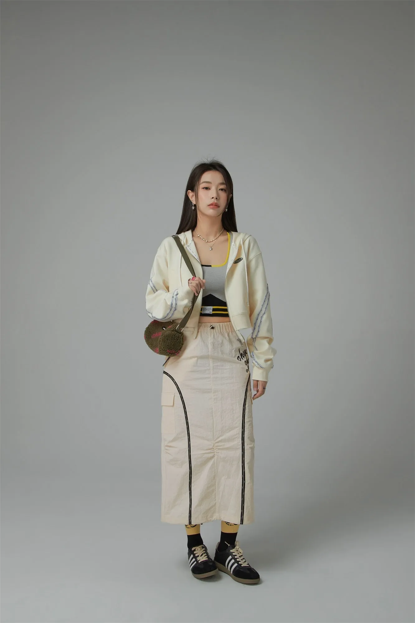 Banded Long Pocket Skirt