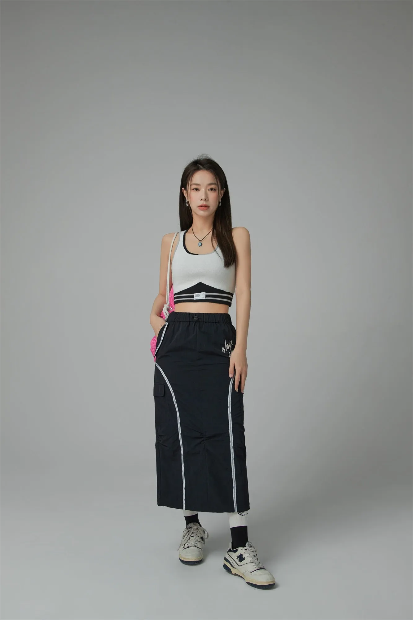 Banded Long Pocket Skirt
