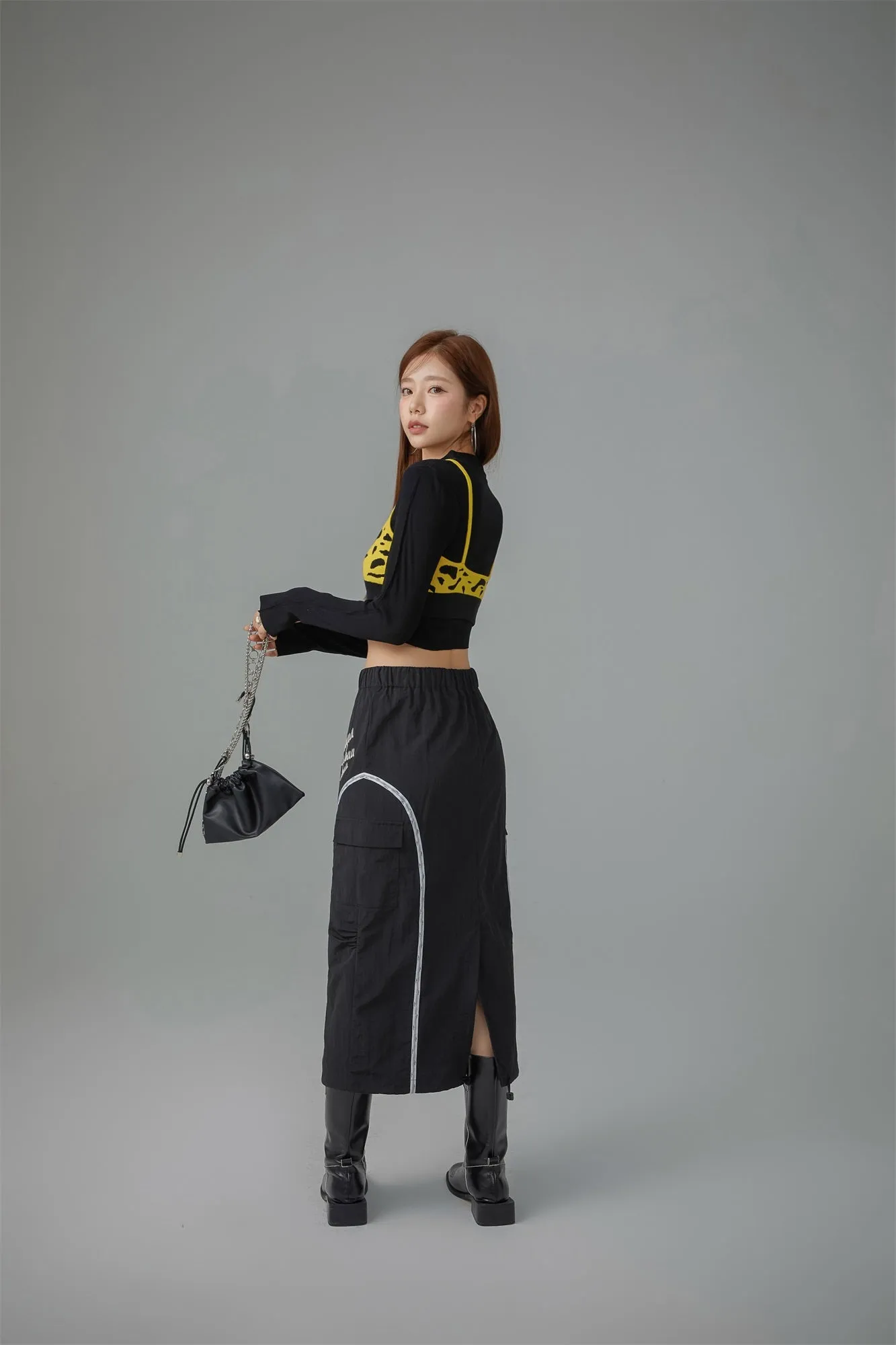 Banded Long Pocket Skirt