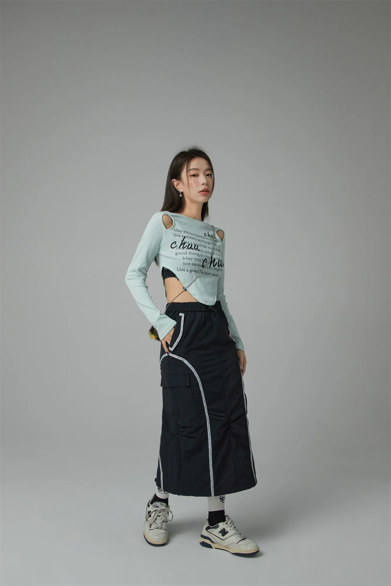Banded Long Pocket Skirt