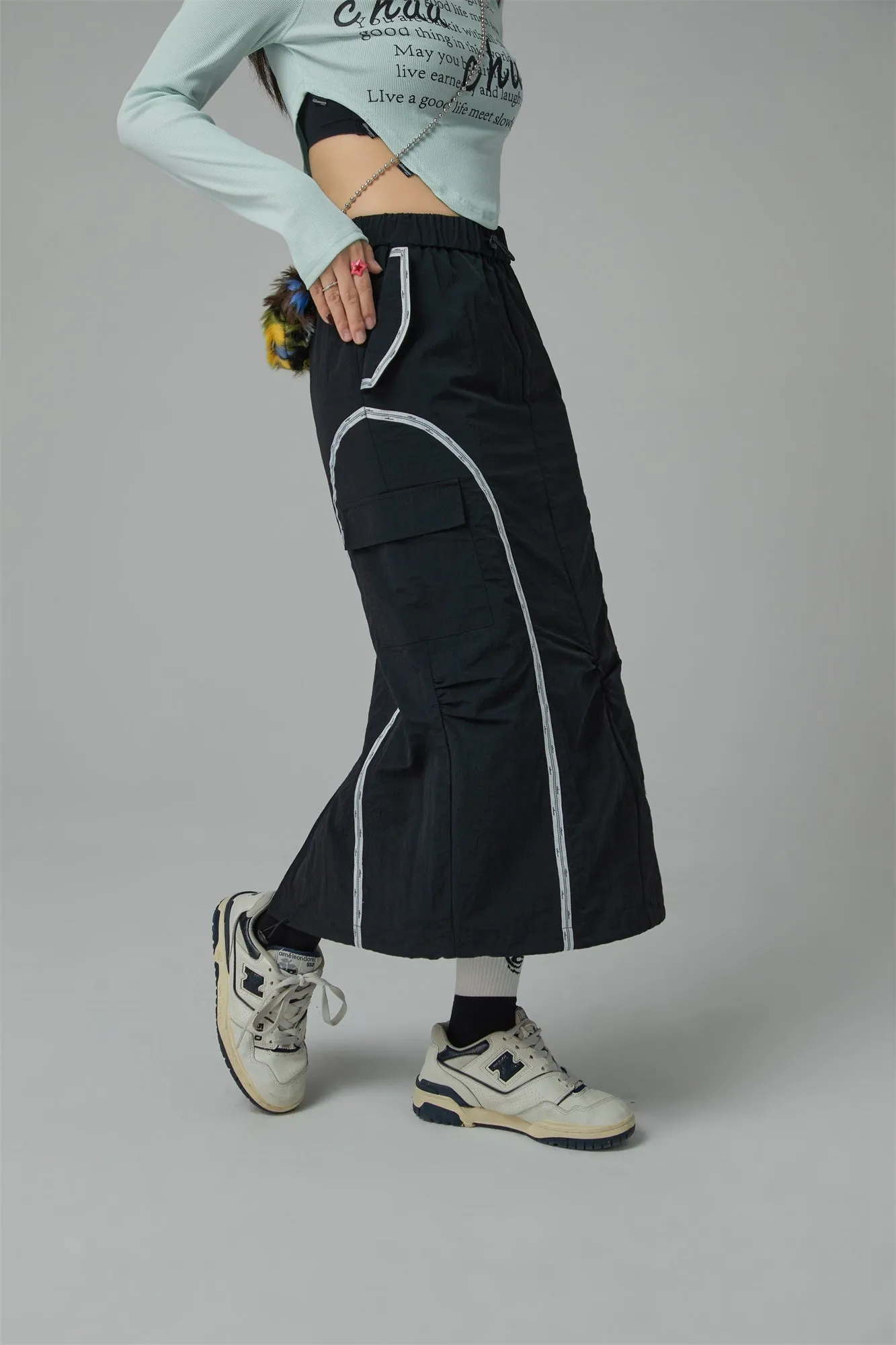 Banded Long Pocket Skirt
