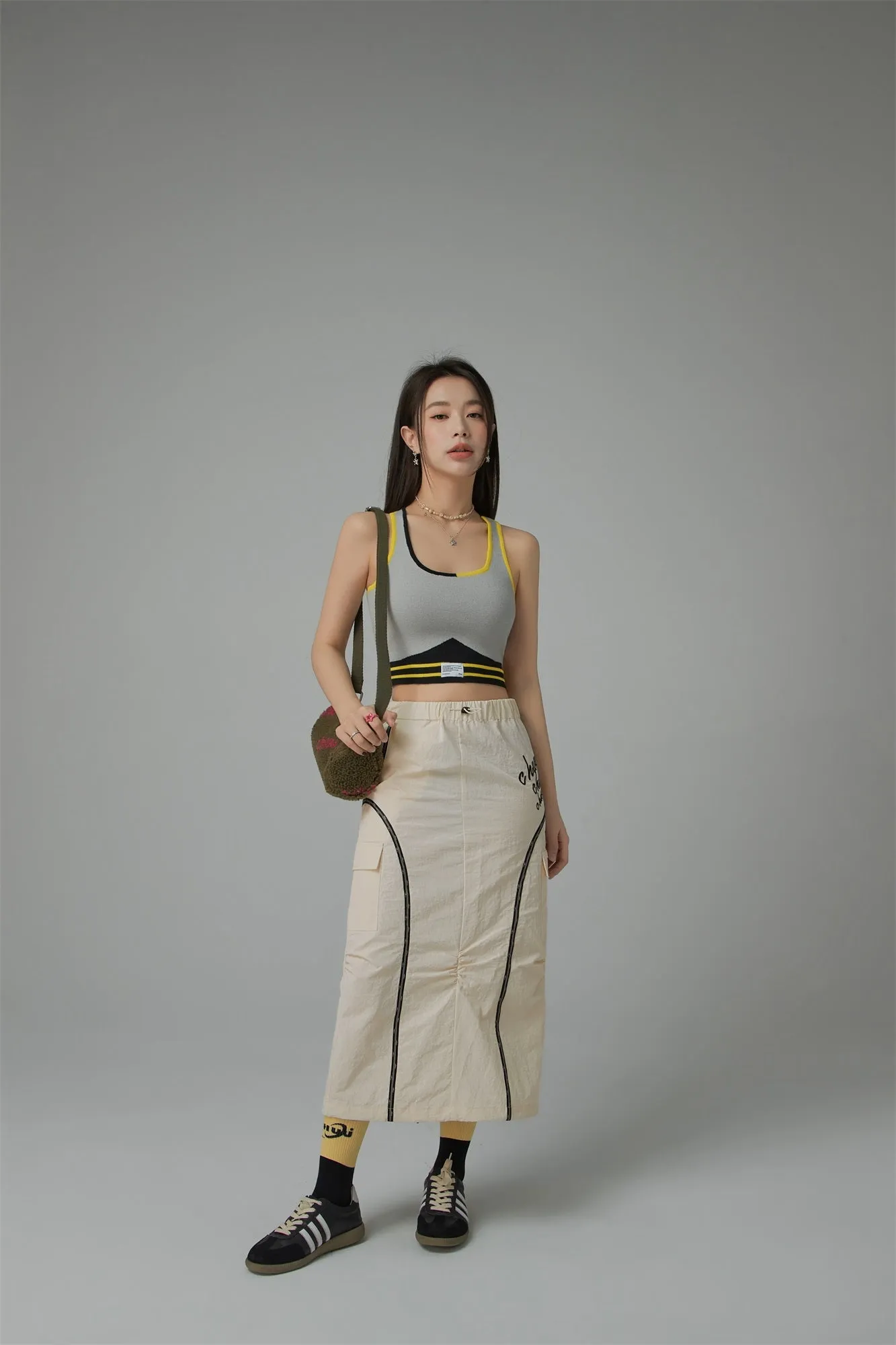Banded Long Pocket Skirt