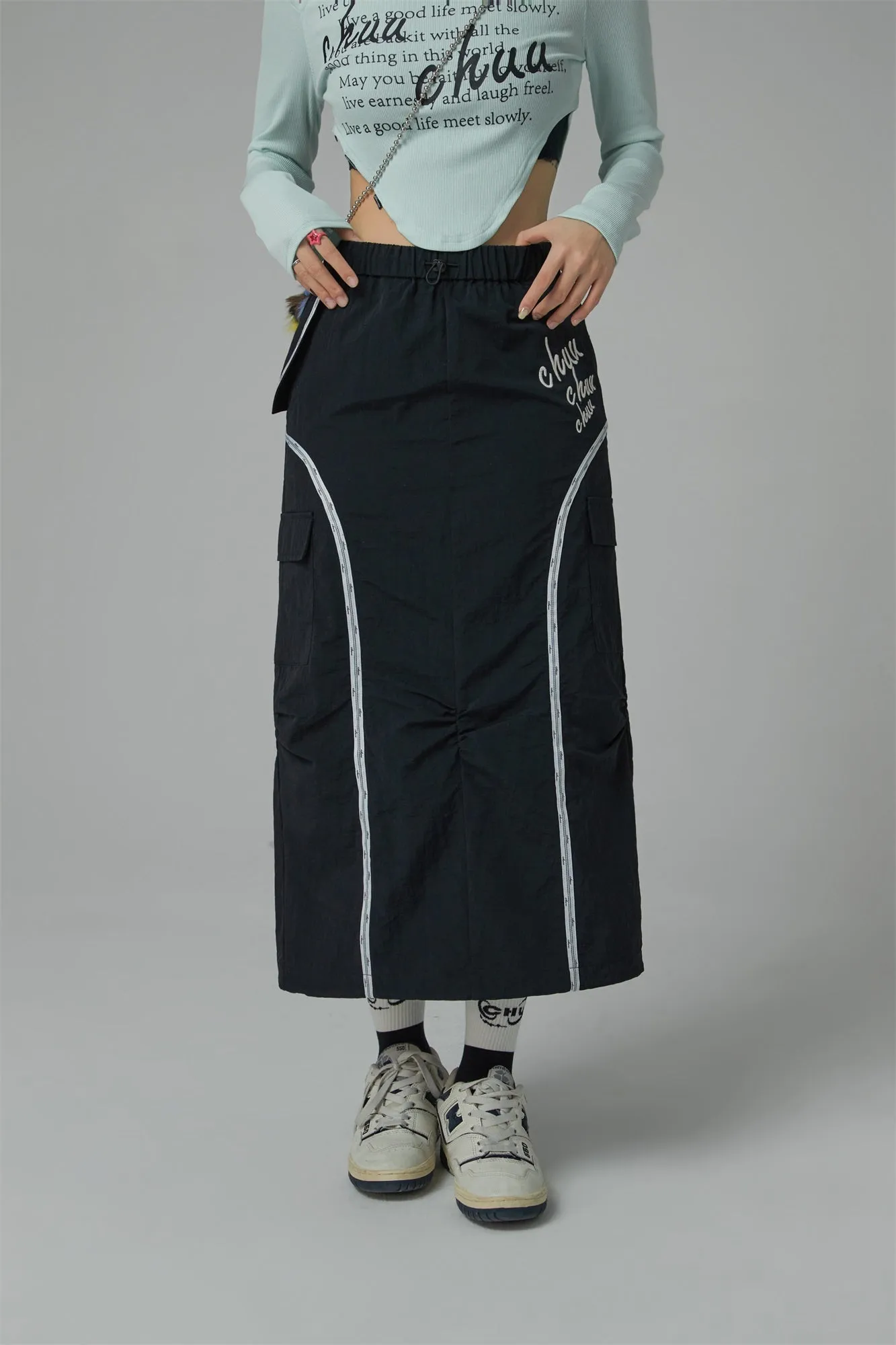 Banded Long Pocket Skirt
