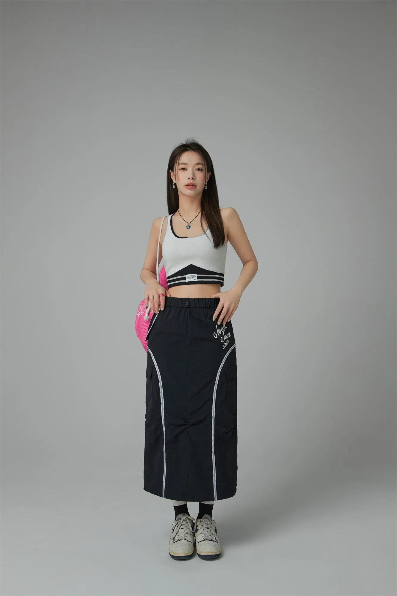 Banded Long Pocket Skirt