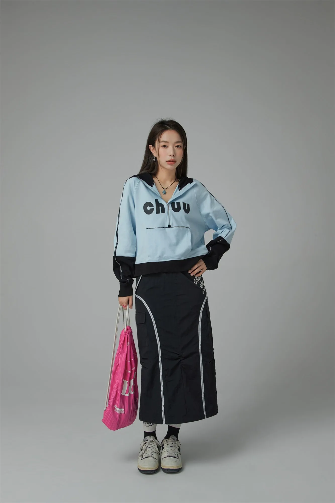 Banded Long Pocket Skirt