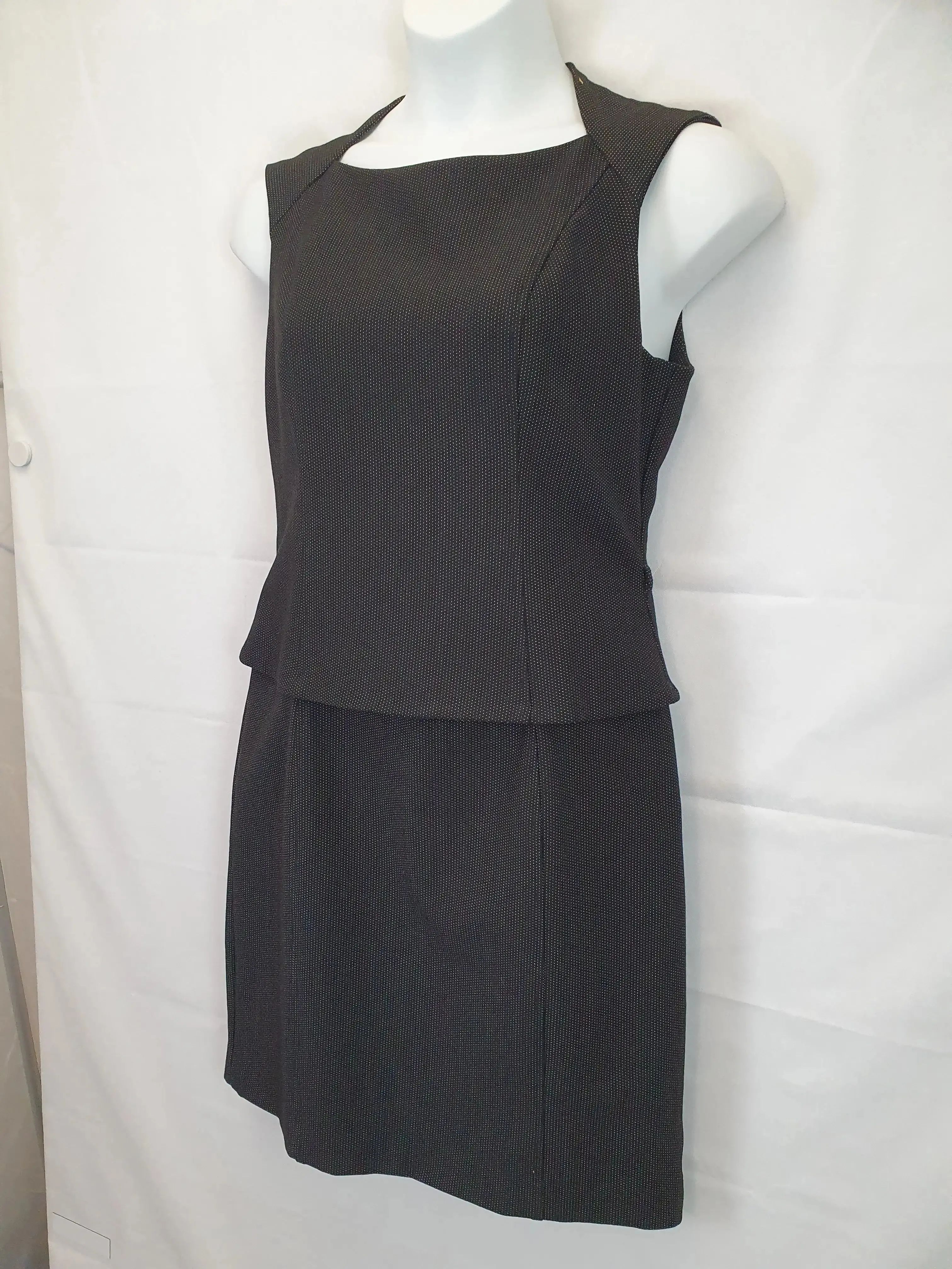 Basque Dotted Office Style Midi Dress Size 14