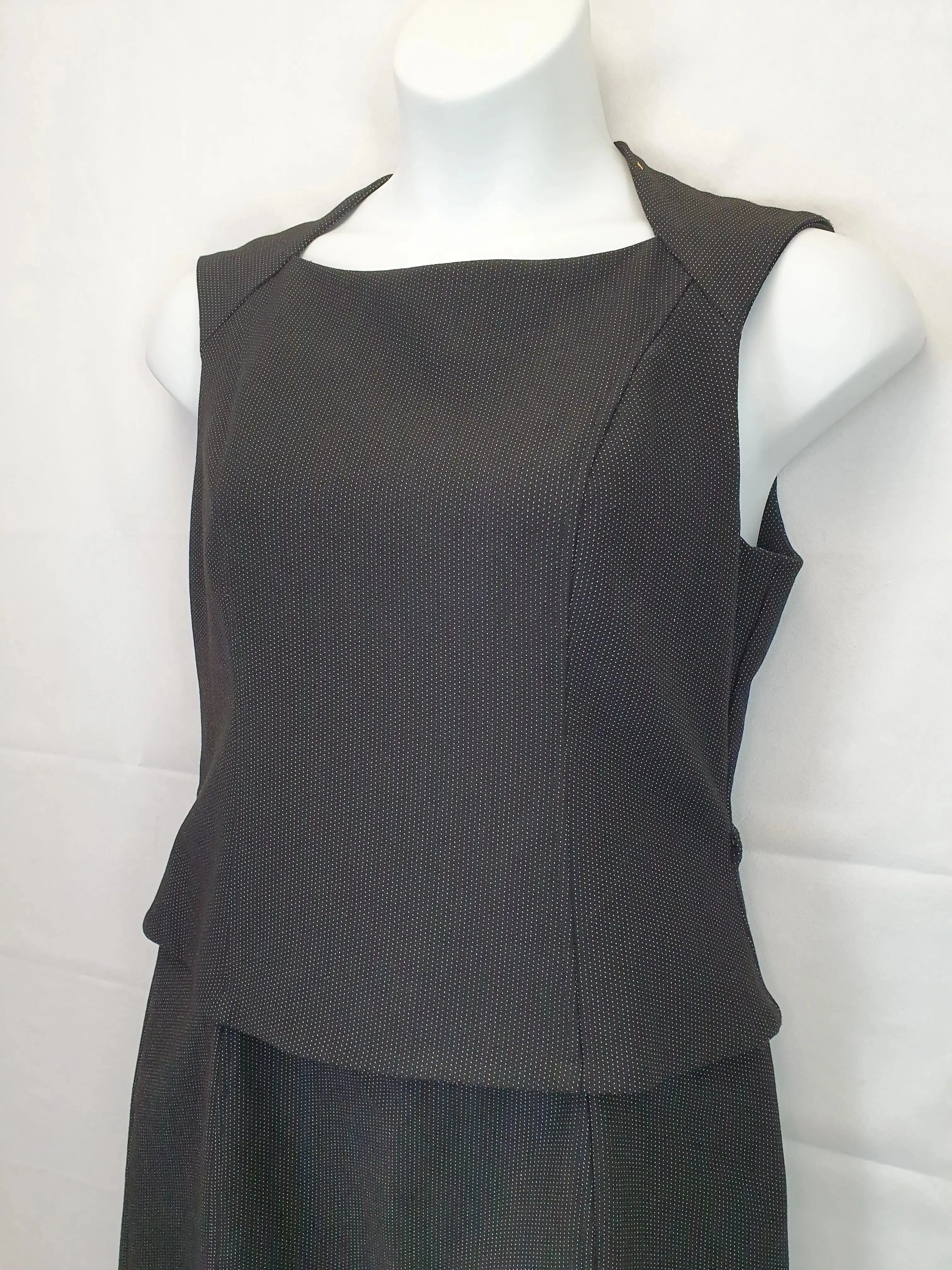 Basque Dotted Office Style Midi Dress Size 14