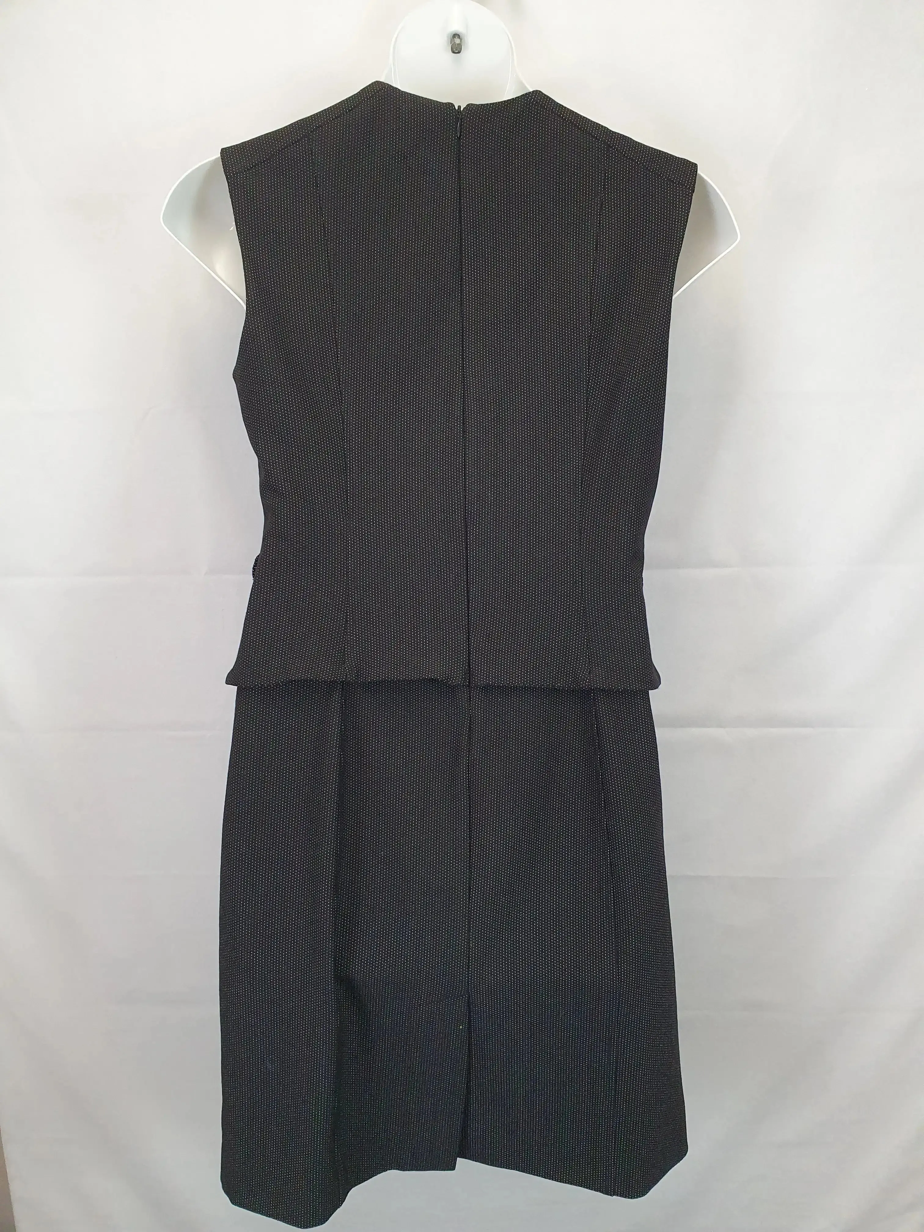 Basque Dotted Office Style Midi Dress Size 14