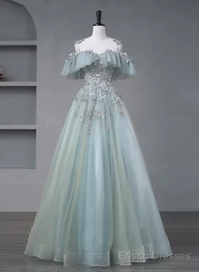 Beautiful Mint Blue Round Neckline Party Dress, Tulle With Sweet 16 Dress Prom Dress