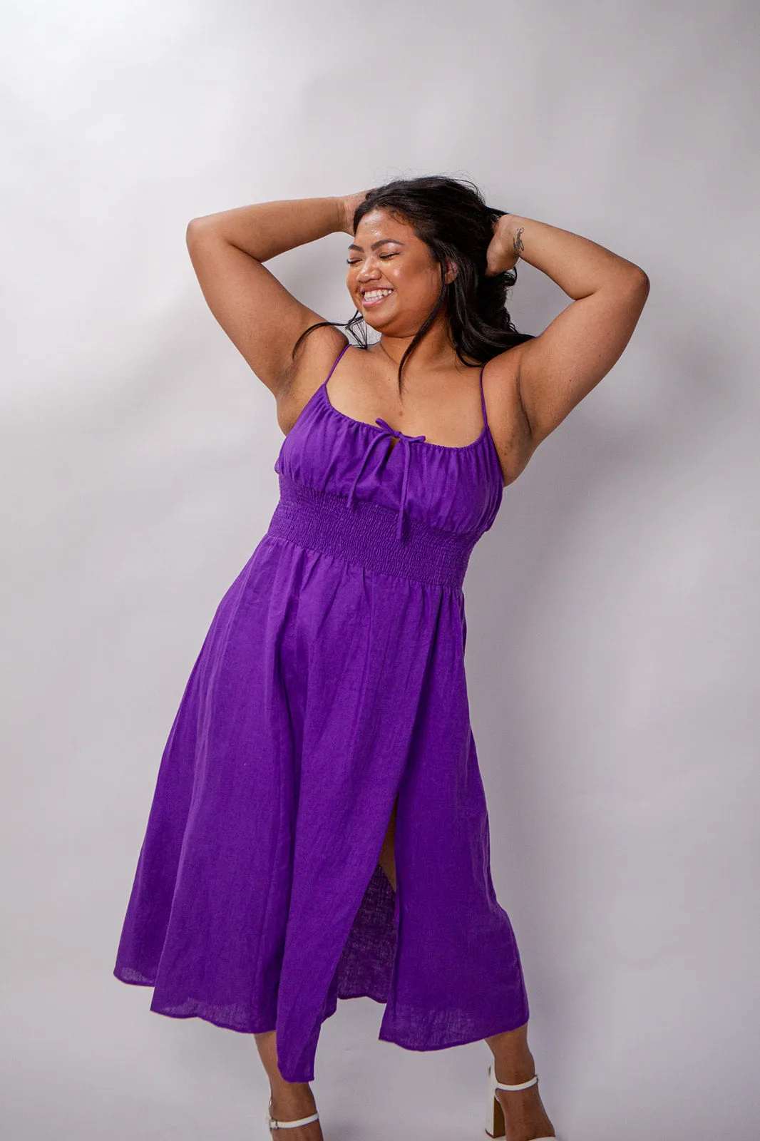 Belle 100% Linen Midi Dress
