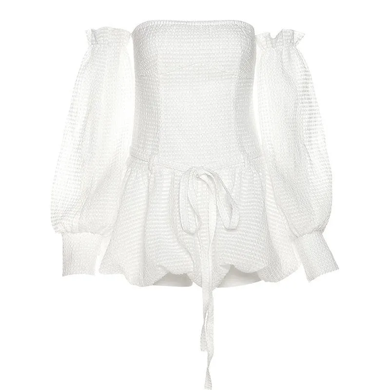 BerriesJam - Backless Self Tie Ruched Textured Solid Tube Mini Dress