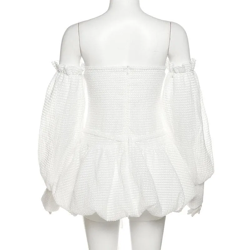 BerriesJam - Backless Self Tie Ruched Textured Solid Tube Mini Dress