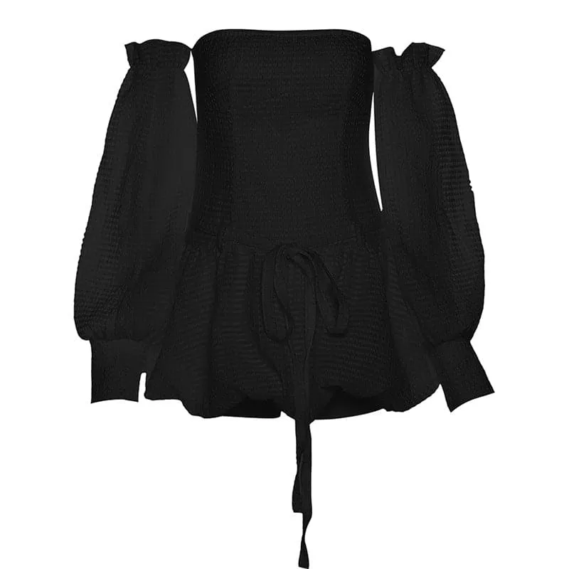 BerriesJam - Backless Self Tie Ruched Textured Solid Tube Mini Dress