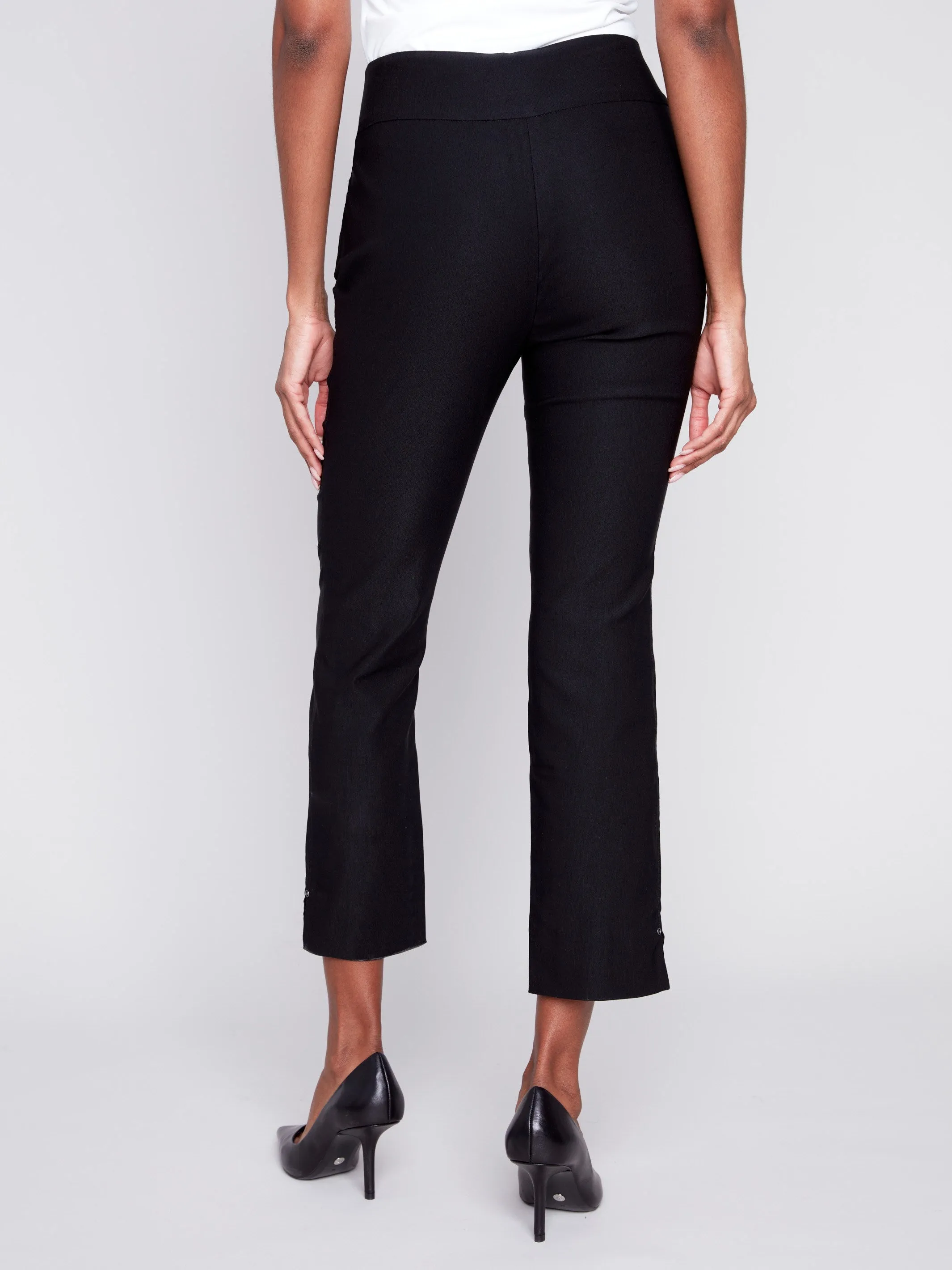 Capri Pants with Hem Slit - Black