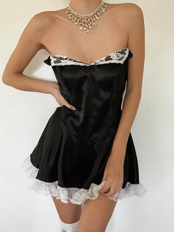 Convertible Lace Paneled Corset Mini Dress