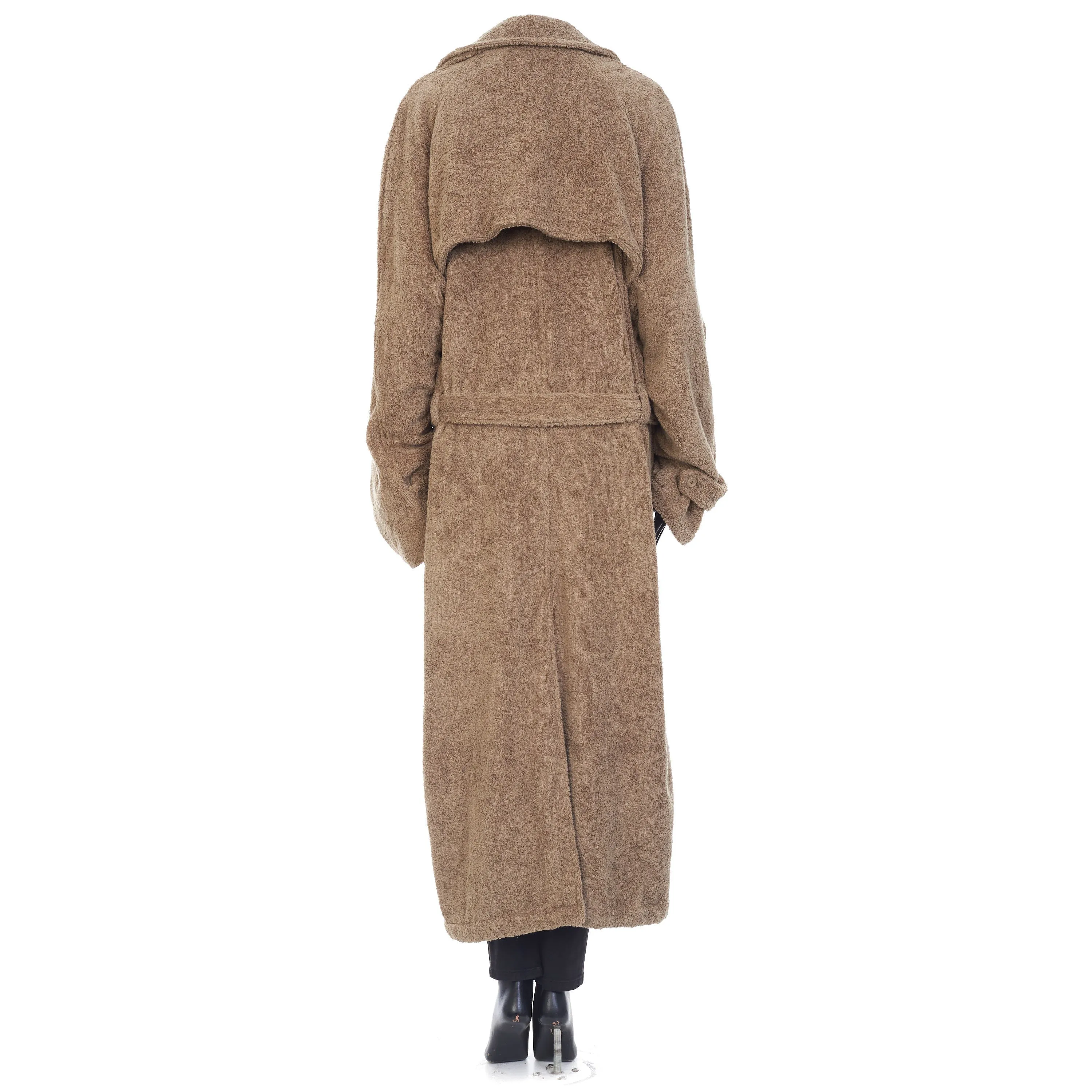 Double-Breasted Towel Trench Coat In Neutral Beige