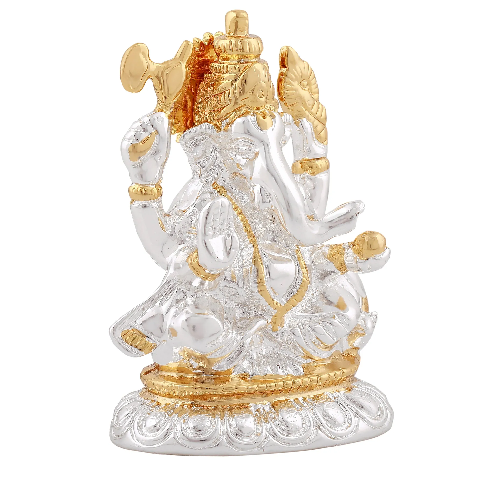 Estele Gold & Rhodium Plated Spiritual Lord Bal Ganesh Idol for Gifts & House Warming/Home/Office Decors.