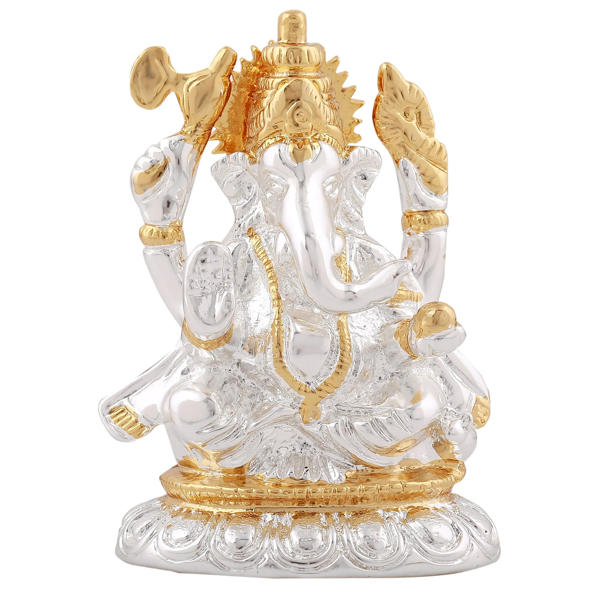 Estele Gold & Rhodium Plated Spiritual Lord Bal Ganesh Idol for Gifts & House Warming/Home/Office Decors.