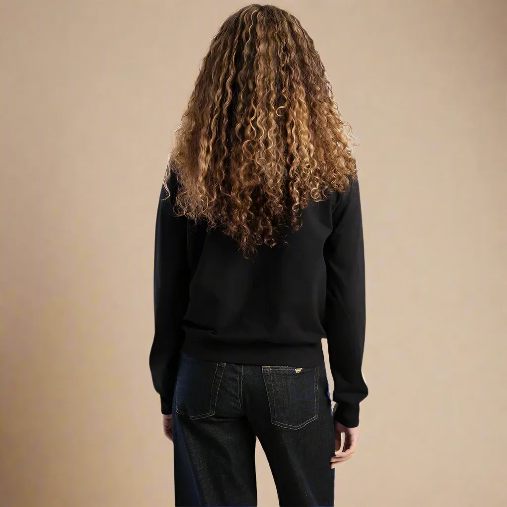 Estelle - Black Sequin Logo Sweat Top