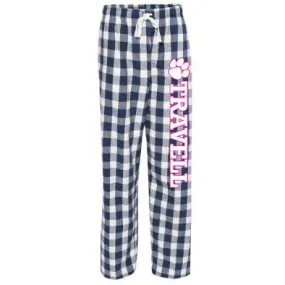 FLANNEL PANTS w POCKETS / NAVY & WHITE BUFFALO PLAID