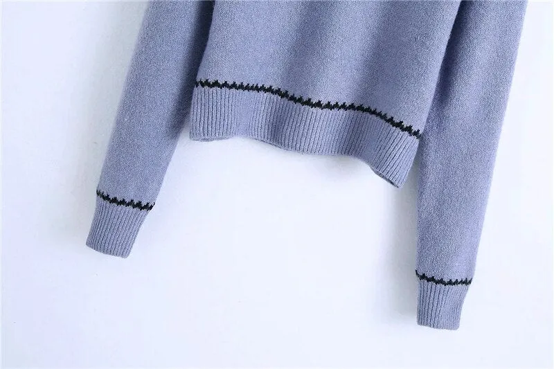 FLORAL EMBROIDERY KNITTED SWEATER