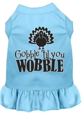 Gobble Til You Wobble Screen Print Dog Dress Baby Blue Xxl
