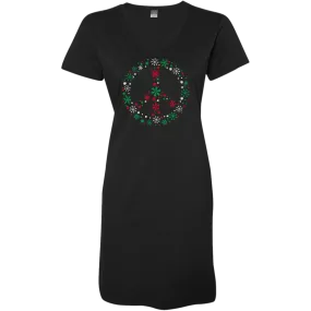 Holiday Peace Sign Ladies' V-Neck Fine Jersey Cover-Up