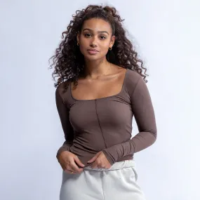 Brown Classic Scoop Long Sleeve Shirt by Joah Brown