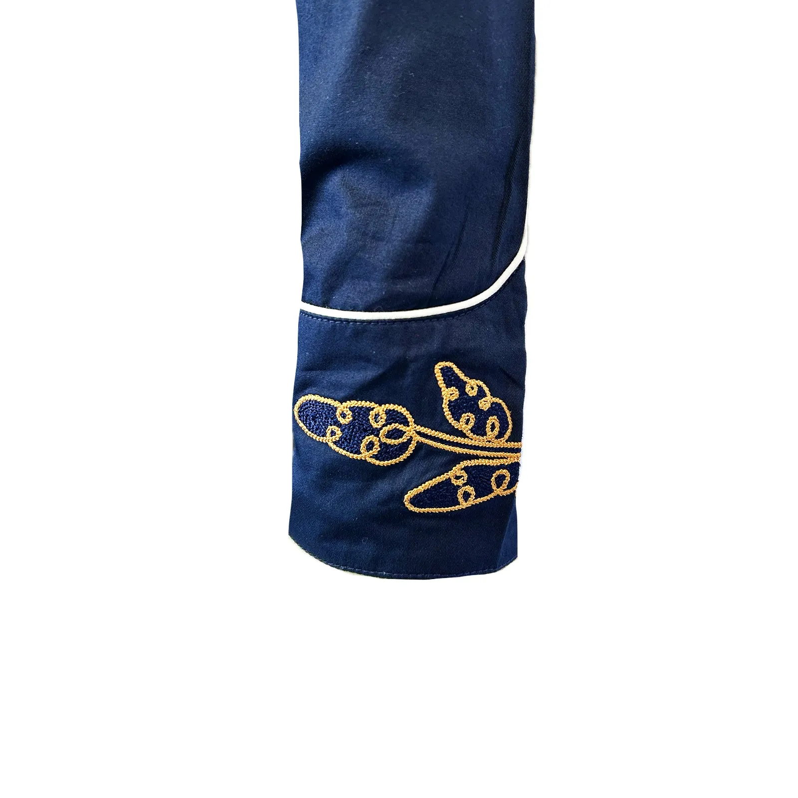 Men's Navy Vintage Floral Embroidered Western Shirt