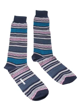 Missoni GM00COU5438 0001 Purple/Turquoise Striped Knee Length Socks