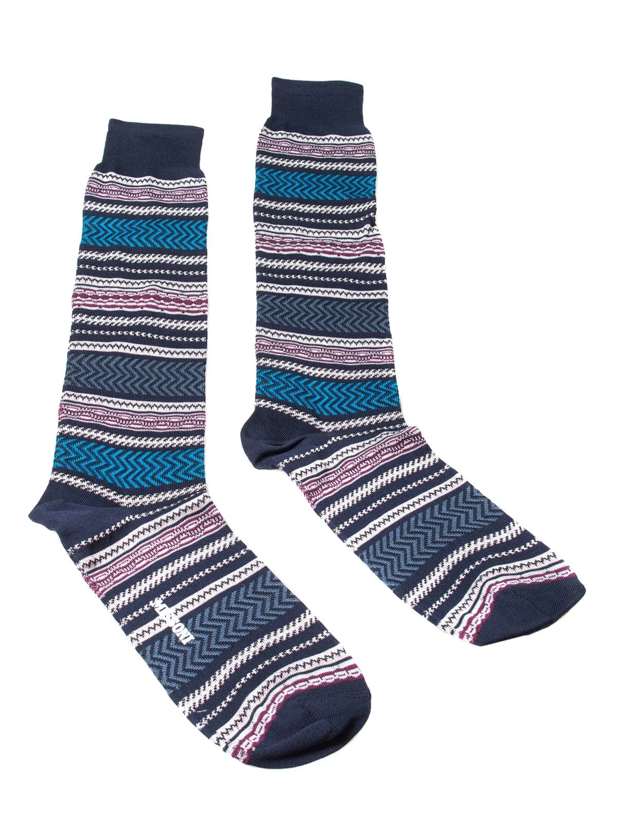 Missoni GM00COU5438 0001 Purple/Turquoise Striped Knee Length Socks