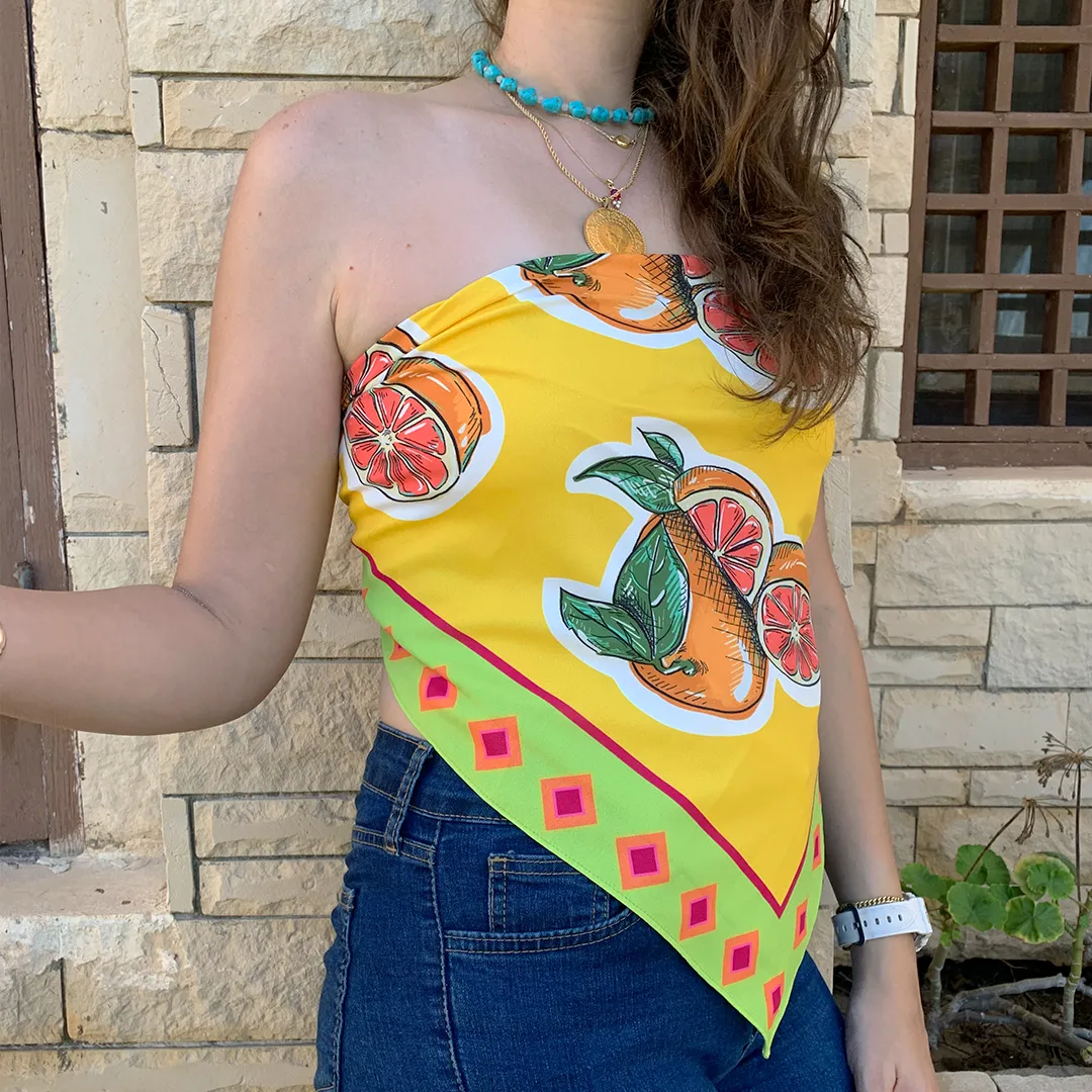 Orange Wrap Scarf Top / Headband