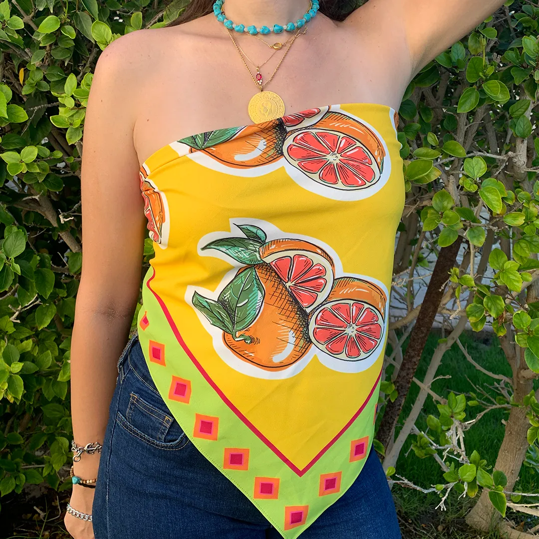 Orange Wrap Scarf Top / Headband