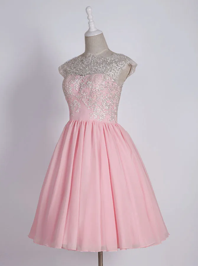 Pink Sweet 16 Dresses,Chiffon Sweet 16 Dress,Knee Length Sweet 16 Dress,SW00018