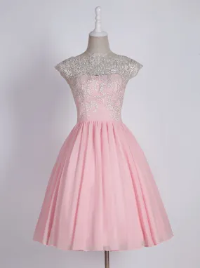 Pink Sweet 16 Dresses,Chiffon Sweet 16 Dress,Knee Length Sweet 16 Dress,SW00018