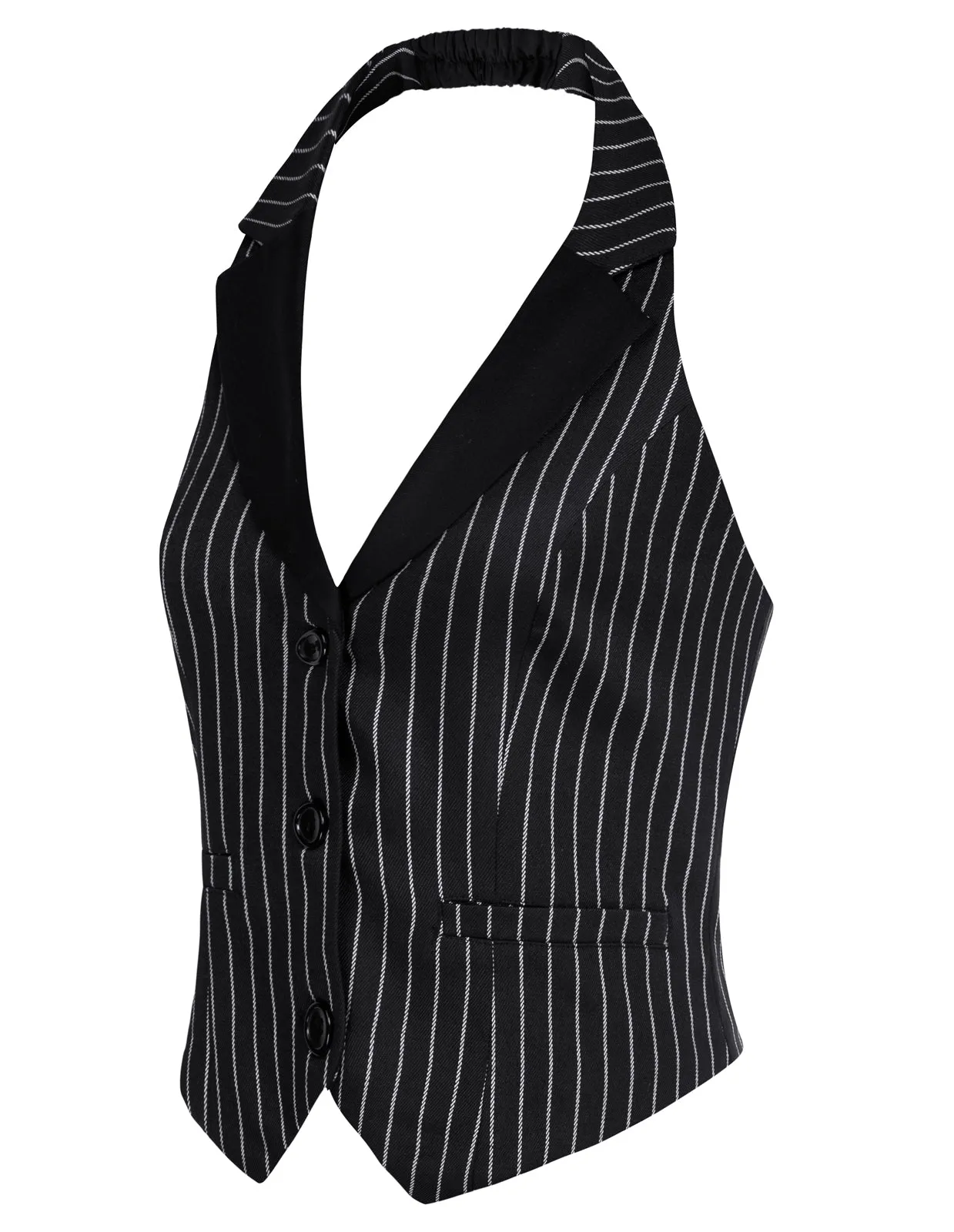 Plaid Style Waistcoat Vest Vintage Halter Lapel Button Down Suit Vest with Pockets