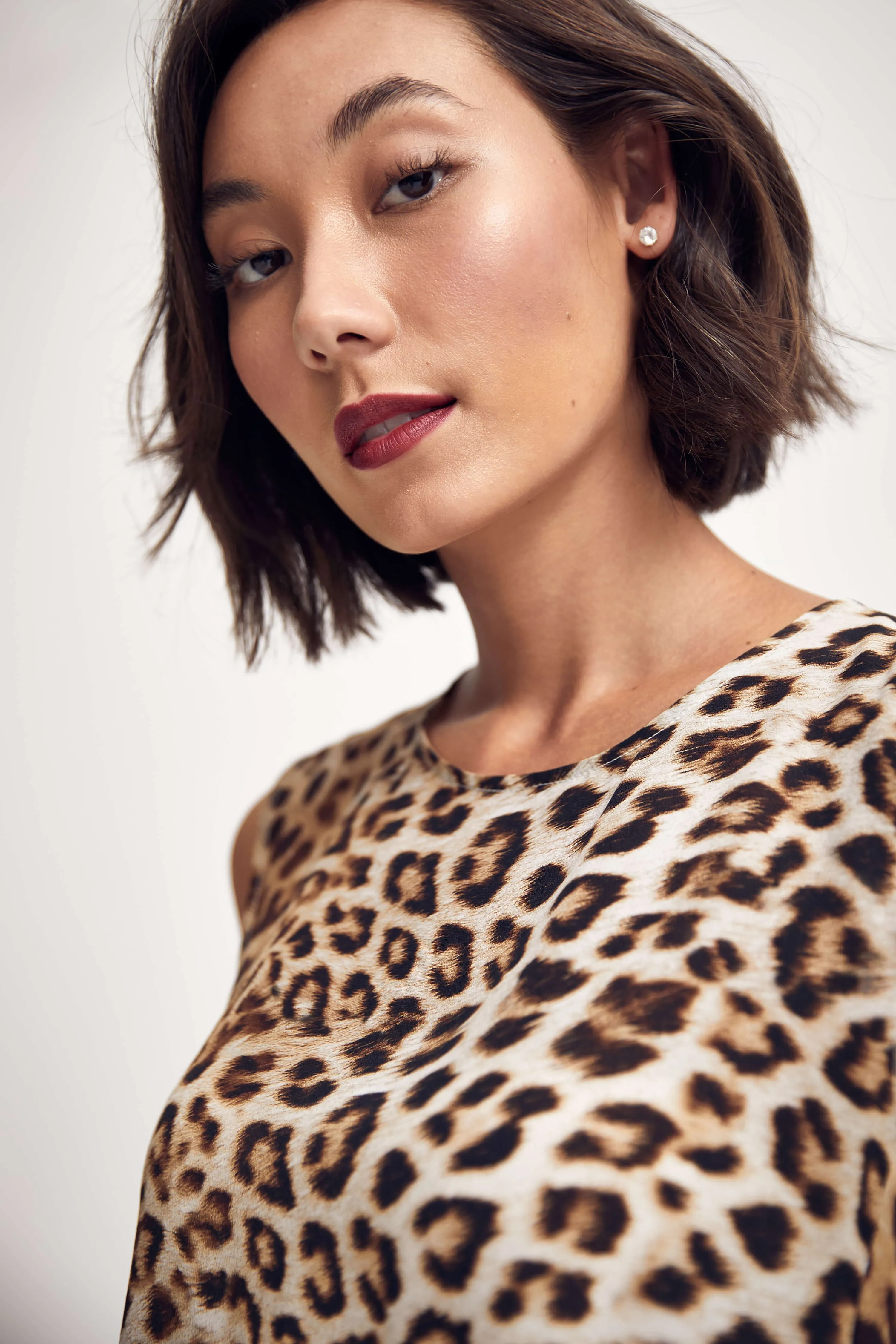 Silk Peplum Top in Leopard