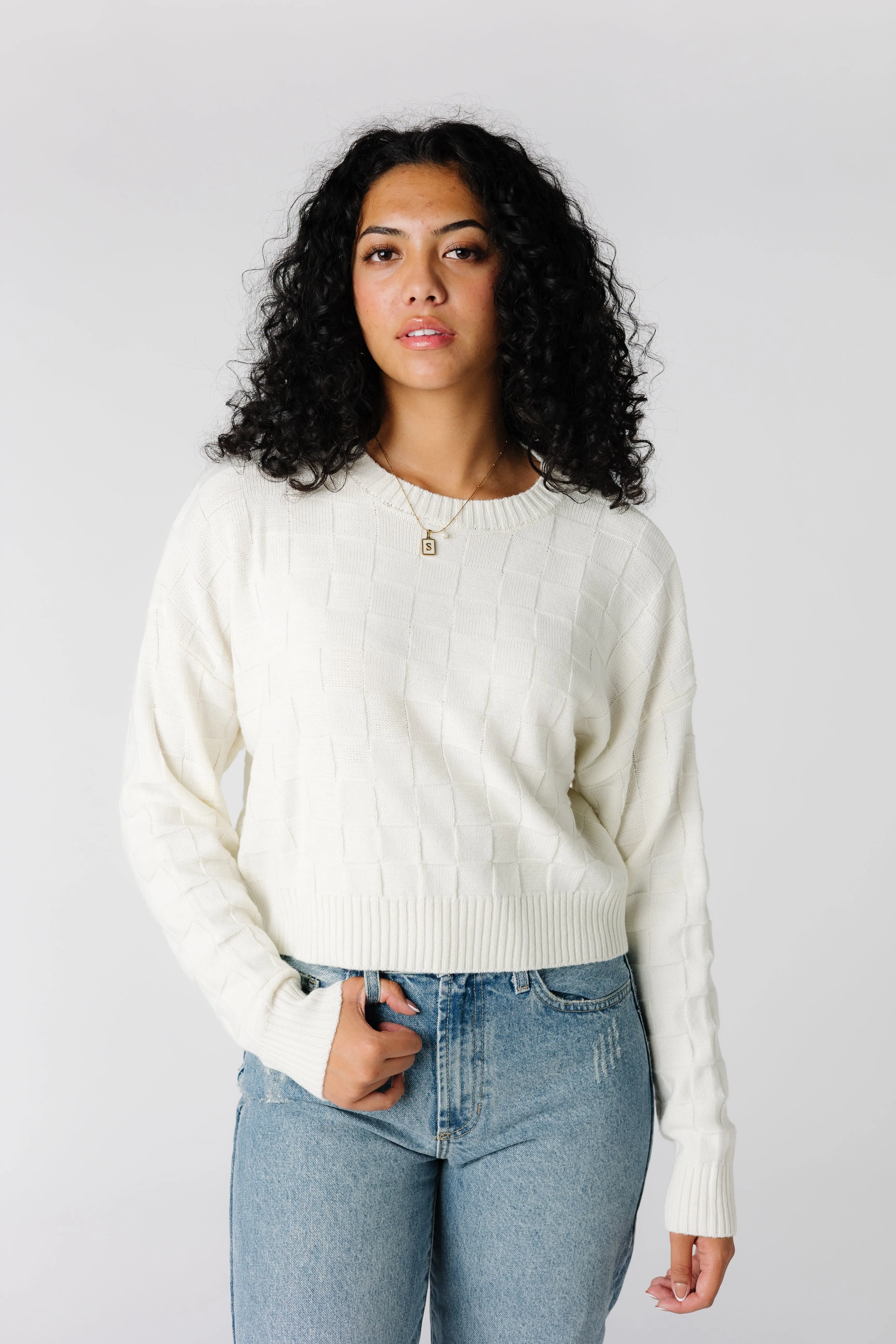 Square Pattern Soft Sweater