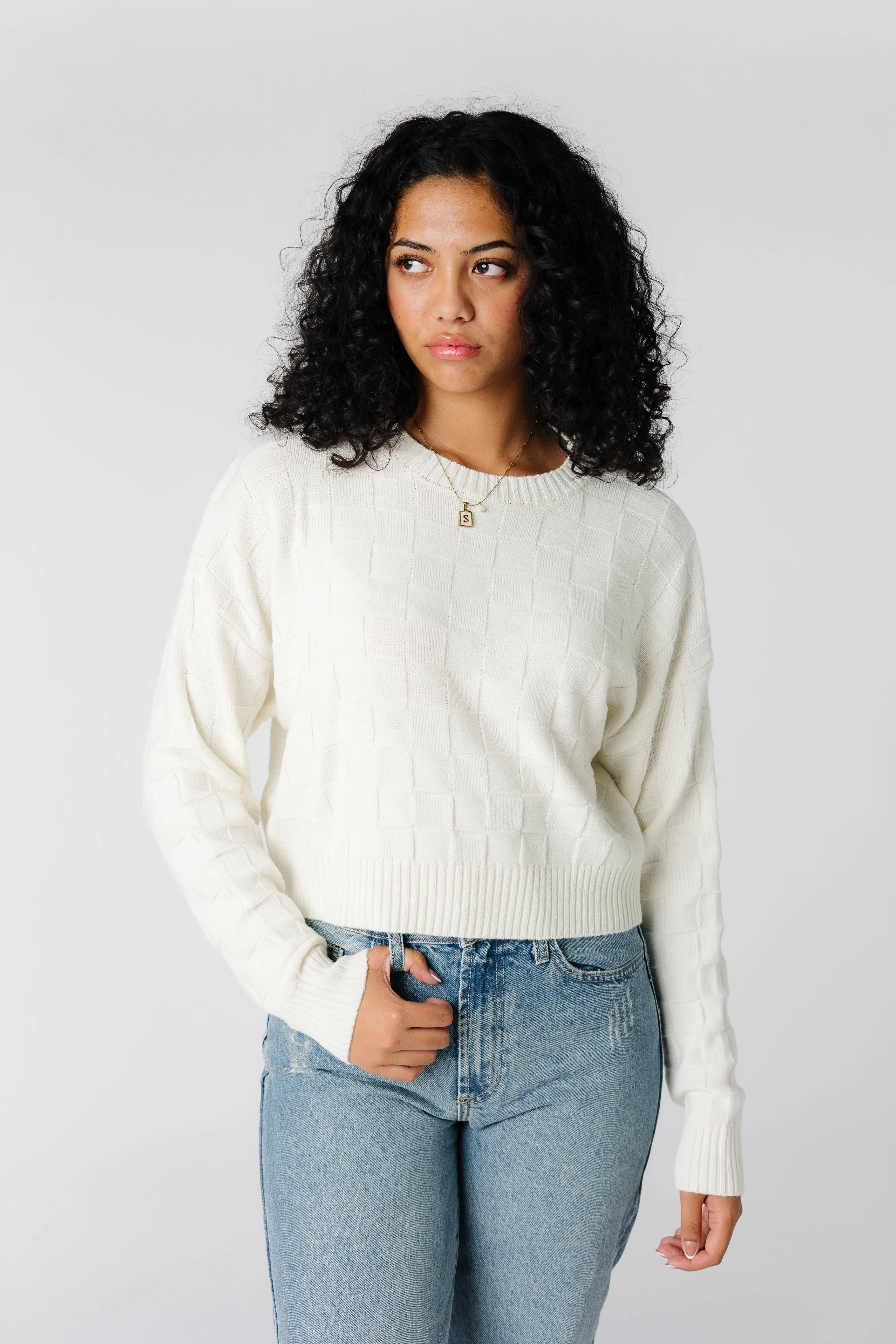 Square Pattern Soft Sweater