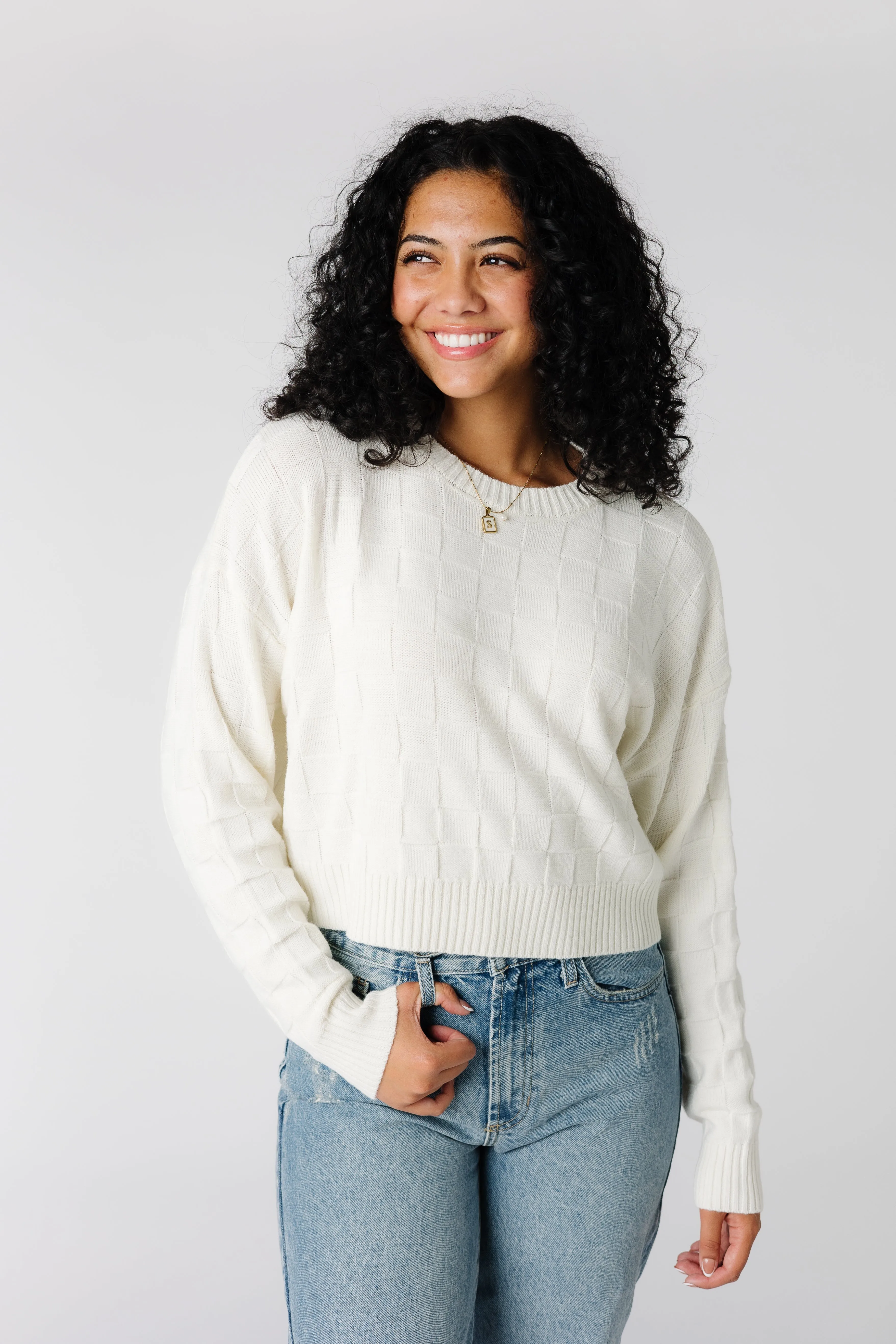Square Pattern Soft Sweater