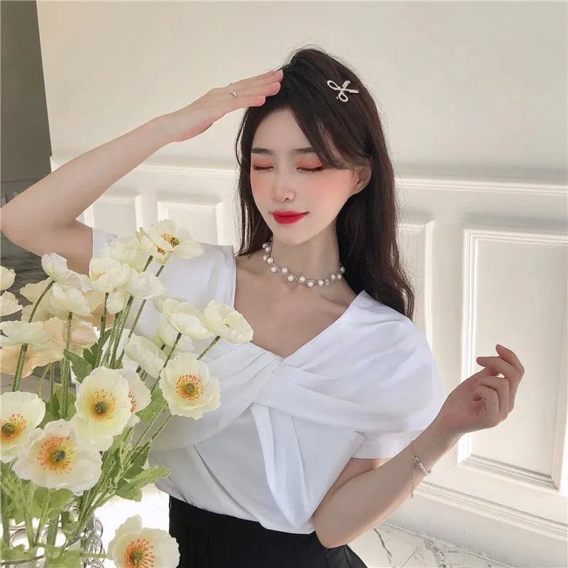 Summer Korean Style Sweet White Tshirts