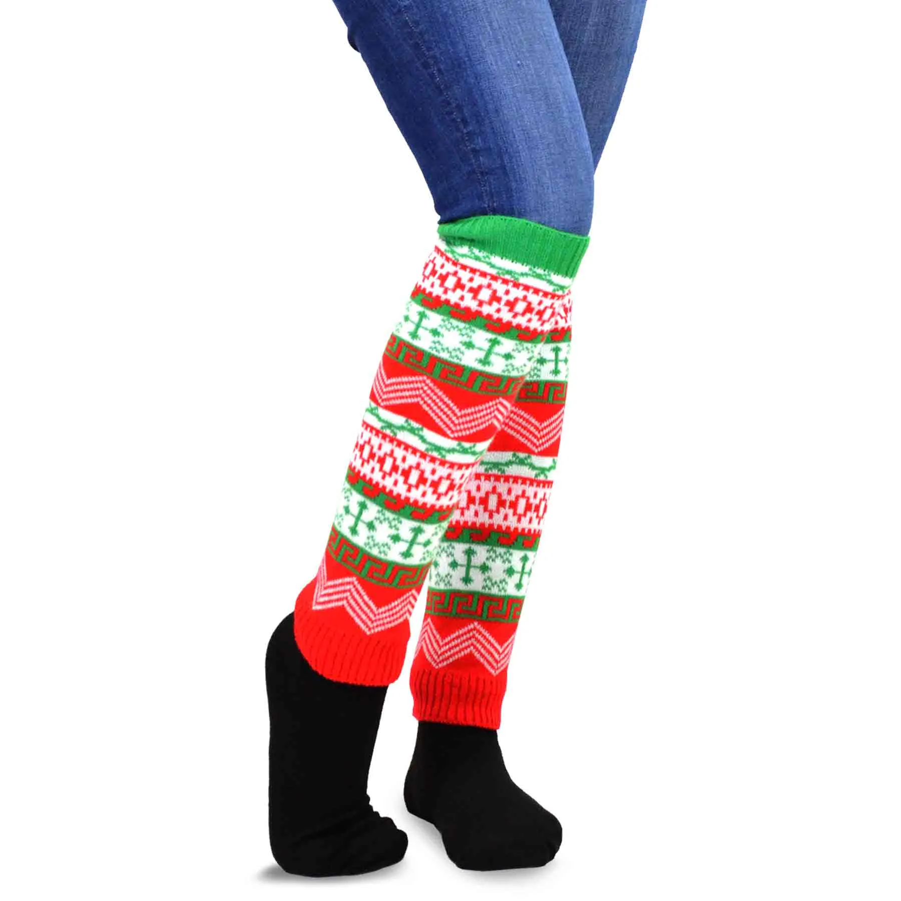 TeeHee Socks Women's Christmas Acrylic Leg Warmer Candy Cane 4-Pack Gift Box (12154)